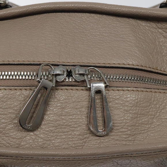 LOEWE Anagram Amazona 36 Hand Bag Leather Beige Silver Auth ep8171