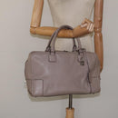 LOEWE Anagram Amazona 36 Hand Bag Leather Beige Silver Auth ep8171-25