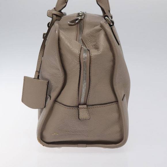 LOEWE Anagram Amazona 36 Hand Bag Leather Beige Silver Auth ep8171