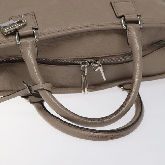 LOEWE Anagram Amazona 36 Hand Bag Leather Beige Silver Auth ep8171