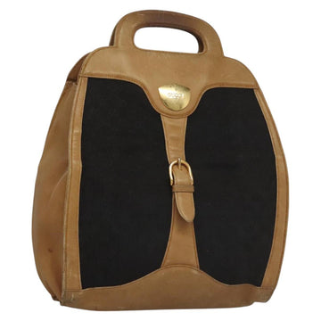 GUCCI GG Canvas Hand Bag Leather Black Auth ep8204