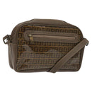 FENDI Zucchino Canvas Shoulder Bag Beige Auth ep8208-1