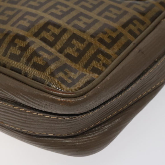 FENDI Zucchino Canvas Shoulder Bag Beige Auth ep8208