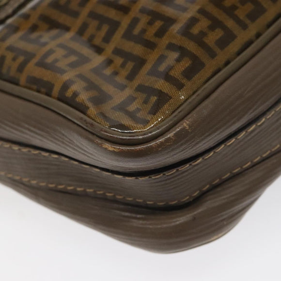 FENDI Zucchino Canvas Shoulder Bag Beige Auth ep8208