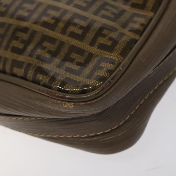 FENDI Zucchino Canvas Shoulder Bag Beige Auth ep8208