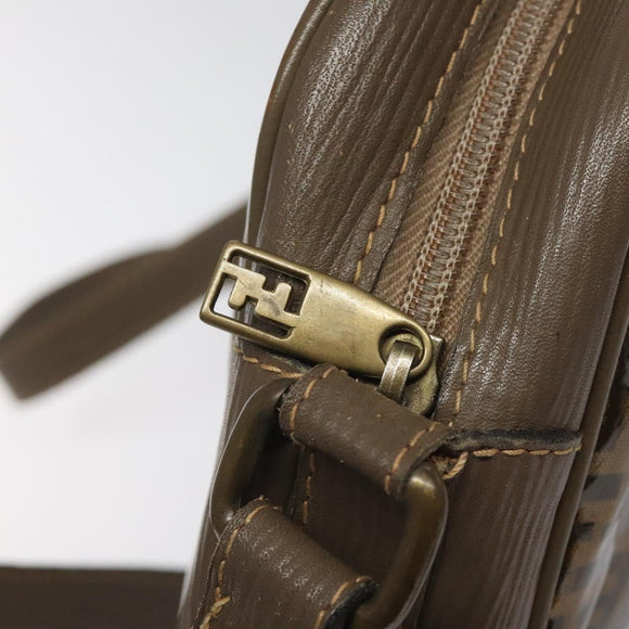 FENDI Zucchino Canvas Shoulder Bag Beige Auth ep8208