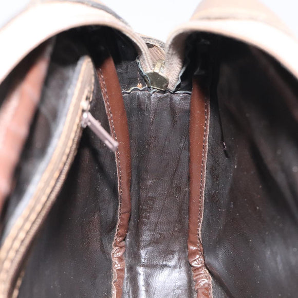 FENDI Zucchino Canvas Shoulder Bag Beige Auth ep8208