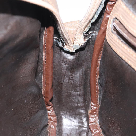 FENDI Zucchino Canvas Shoulder Bag Beige Auth ep8208