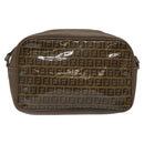 FENDI Zucchino Canvas Shoulder Bag Beige Auth ep8208-2