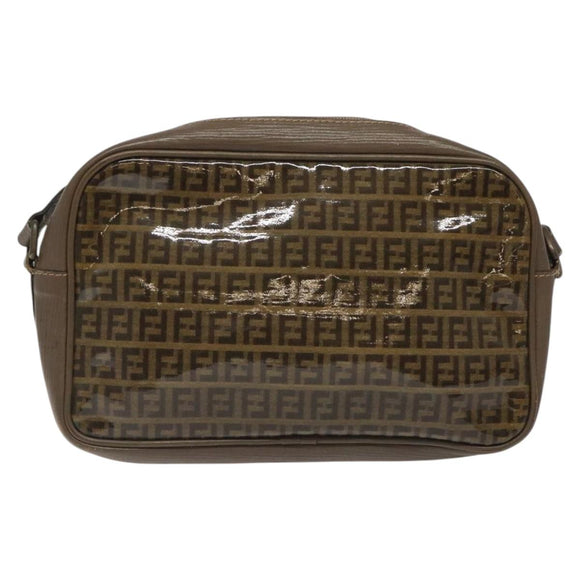 FENDI Zucchino Canvas Shoulder Bag Beige Auth ep8208