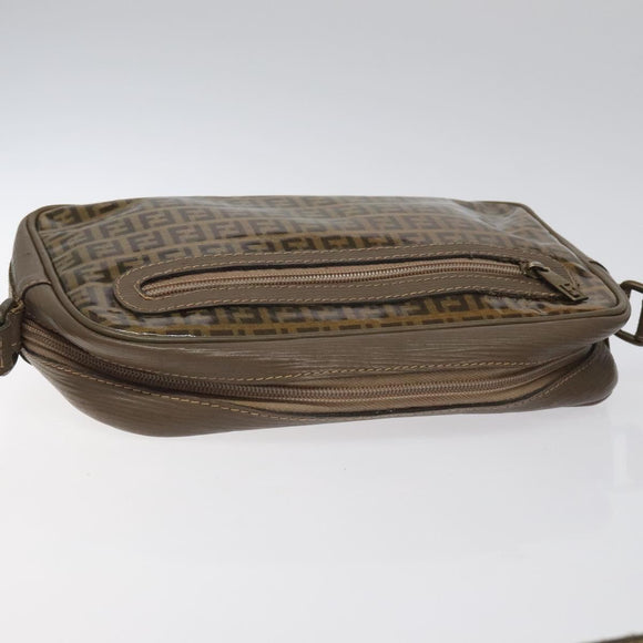 FENDI Zucchino Canvas Shoulder Bag Beige Auth ep8208