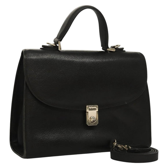 Burberrys Hand Bag Leather 2way Black Auth ep8214