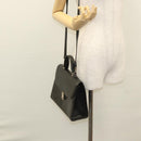 Burberrys Hand Bag Leather 2way Black Auth ep8214-24