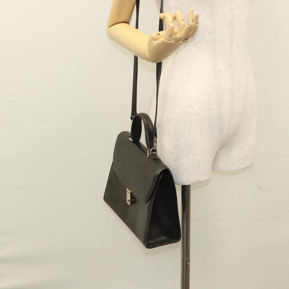 Burberrys Hand Bag Leather 2way Black Auth ep8214