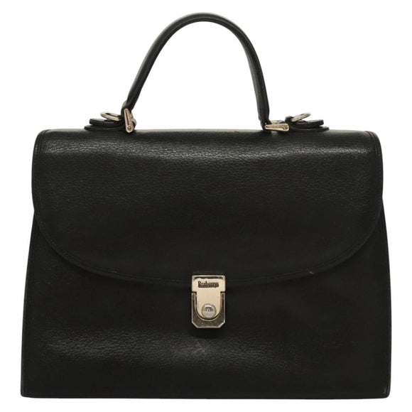 Burberrys Hand Bag Leather 2way Black Auth ep8214