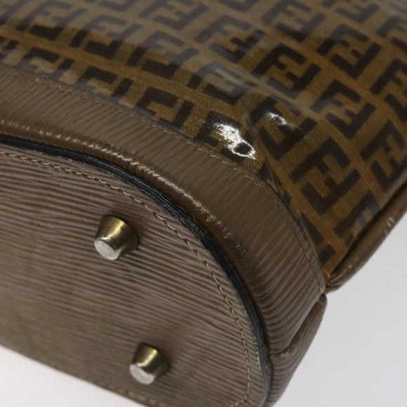 FENDI Zucchino Canvas Shoulder Bag Enamel Beige Gold Auth ep8215