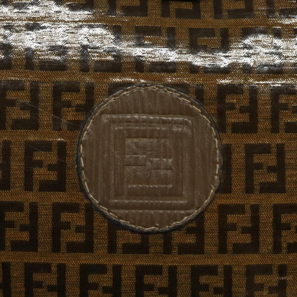 FENDI Zucchino Canvas Shoulder Bag Enamel Beige Gold Auth ep8215