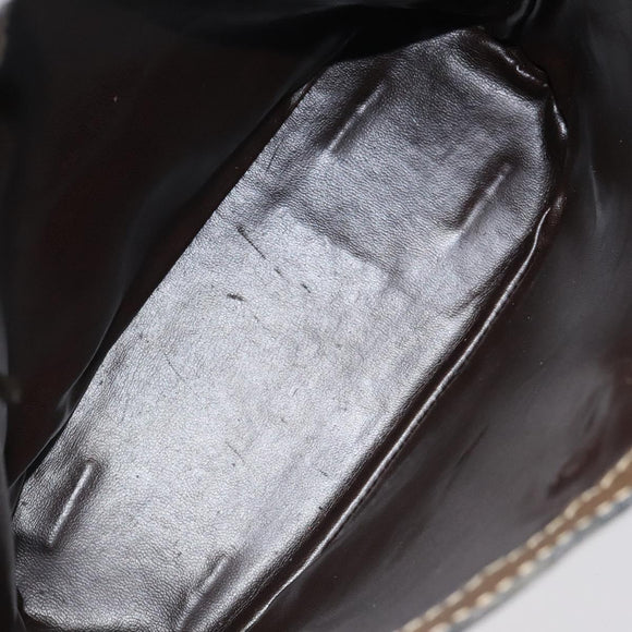 FENDI Zucchino Canvas Shoulder Bag Enamel Beige Gold Auth ep8215