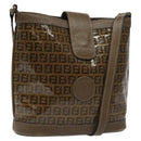 FENDI Zucchino Canvas Shoulder Bag Enamel Beige Gold Auth ep8215-1