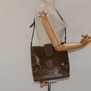 FENDI Zucchino Canvas Shoulder Bag Enamel Beige Gold Auth ep8215-20