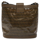 FENDI Zucchino Canvas Shoulder Bag Enamel Beige Gold Auth ep8215-3