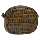 FENDI Zucchino Canvas Shoulder Bag Brown Auth ep8229-1