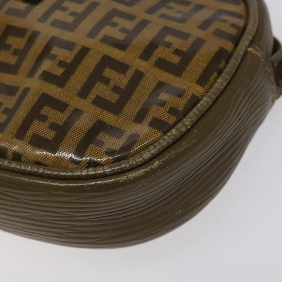 FENDI Zucchino Canvas Shoulder Bag Brown Auth ep8229