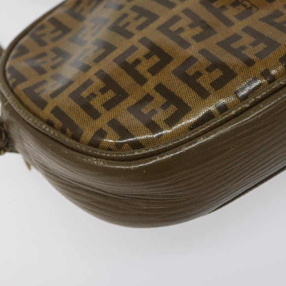 FENDI Zucchino Canvas Shoulder Bag Brown Auth ep8229