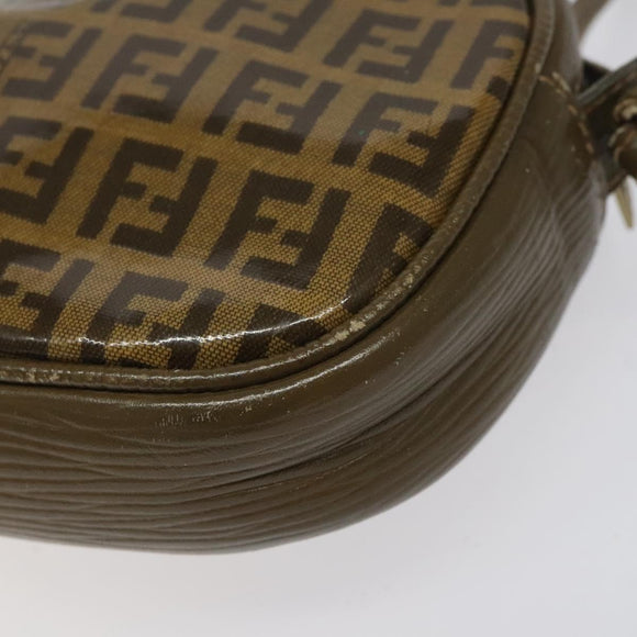 FENDI Zucchino Canvas Shoulder Bag Brown Auth ep8229