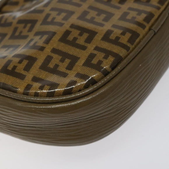 FENDI Zucchino Canvas Shoulder Bag Brown Auth ep8229