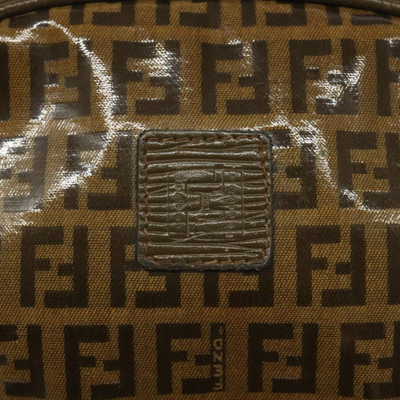 FENDI Zucchino Canvas Shoulder Bag Brown Auth ep8229