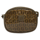 FENDI Zucchino Canvas Shoulder Bag Brown Auth ep8229-13