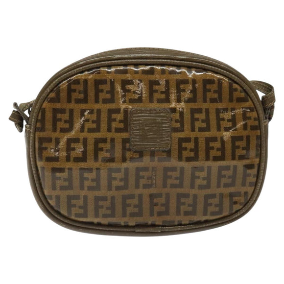 FENDI Zucchino Canvas Shoulder Bag Brown Auth ep8229