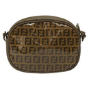 FENDI Zucchino Canvas Shoulder Bag Brown Auth ep8229-2
