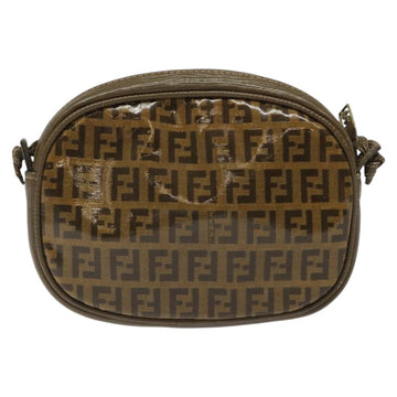 FENDI Zucchino Canvas Shoulder Bag Brown Auth ep8229 - 0