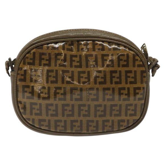 FENDI Zucchino Canvas Shoulder Bag Brown Auth ep8229