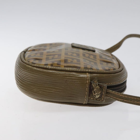 FENDI Zucchino Canvas Shoulder Bag Brown Auth ep8229