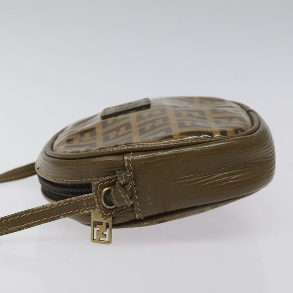FENDI Zucchino Canvas Shoulder Bag Brown Auth ep8229