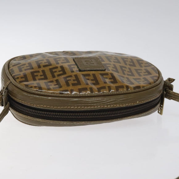 FENDI Zucchino Canvas Shoulder Bag Brown Auth ep8229