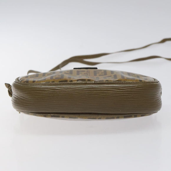 FENDI Zucchino Canvas Shoulder Bag Brown Auth ep8229