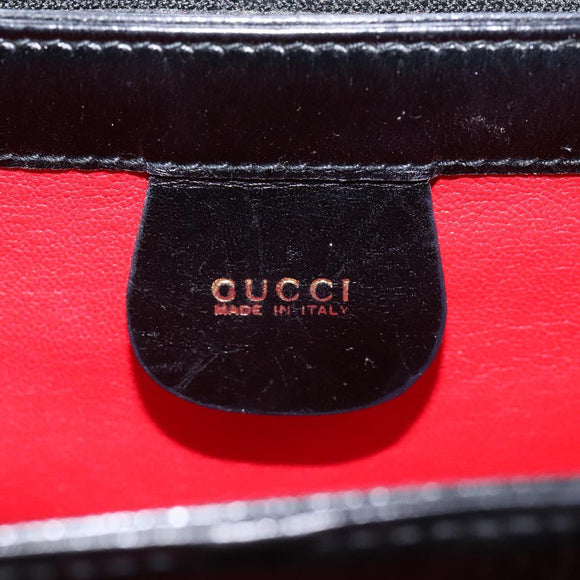 GUCCI Hand Bag Leather Black Gold 000 2048 0175 Auth ep8231