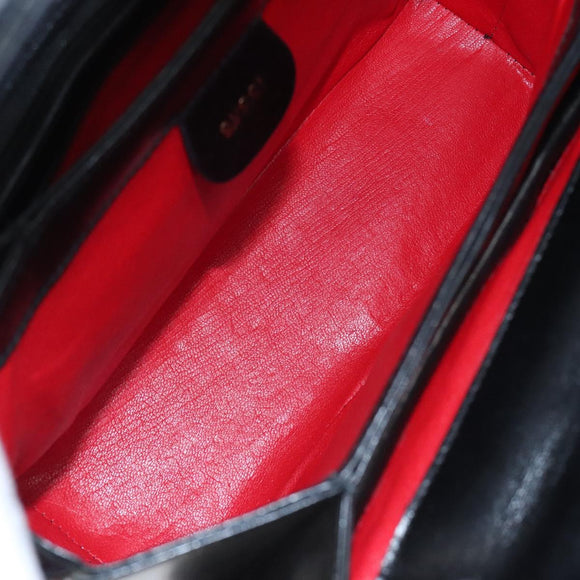 GUCCI Hand Bag Leather Black Gold 000 2048 0175 Auth ep8231