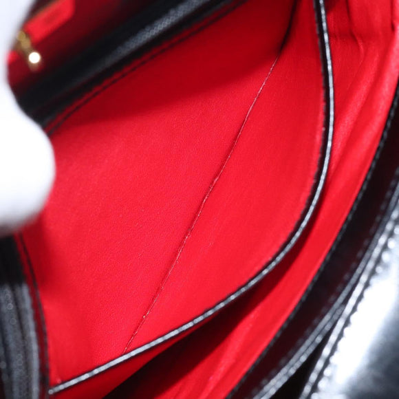 GUCCI Hand Bag Leather Black Gold 000 2048 0175 Auth ep8231