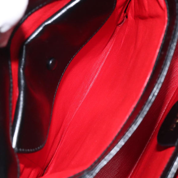 GUCCI Hand Bag Leather Black Gold 000 2048 0175 Auth ep8231