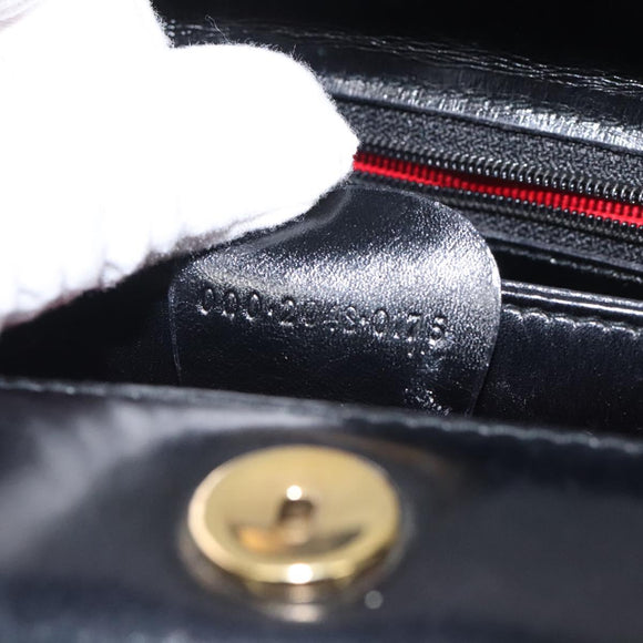 GUCCI Hand Bag Leather Black Gold 000 2048 0175 Auth ep8231