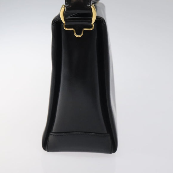 GUCCI Hand Bag Leather Black Gold 000 2048 0175 Auth ep8231