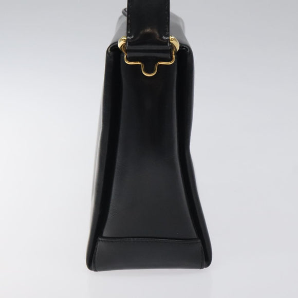 GUCCI Hand Bag Leather Black Gold 000 2048 0175 Auth ep8231