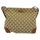 GUCCI GG Canvas Web Sherry Line Shoulder Bag Beige Red Green 337598 Auth ep8262-2