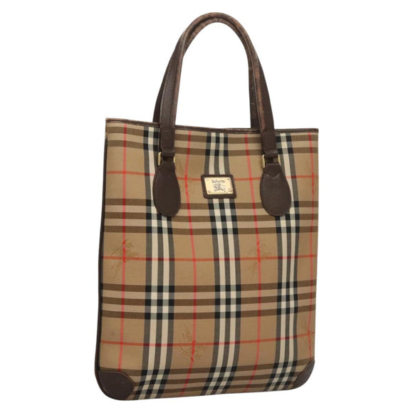 Burberrys Nova Check Tote Bag Canvas Beige Gold Auth ep8331