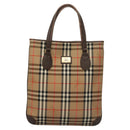 Burberrys Nova Check Tote Bag Canvas Beige Gold Auth ep8331-13